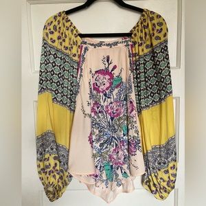 Free People patterned scarf blouse size xs